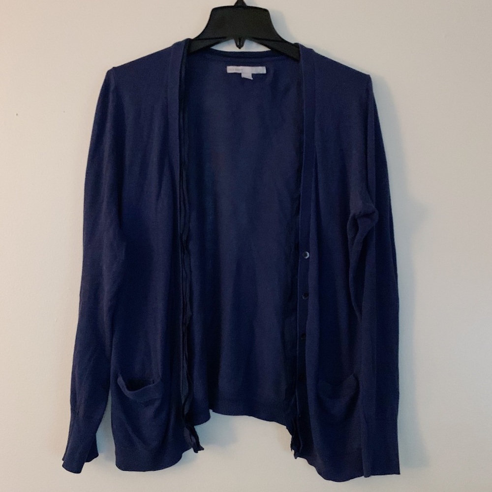 🔴 Navy Blue Ribbon Detail Button Front Cardigan